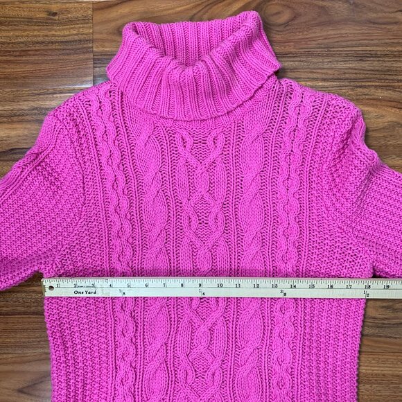 LRL Lauren Ralph Lauren Jeans Co Pink Cable Knit Turtleneck Sweater - Picture 15 of 15